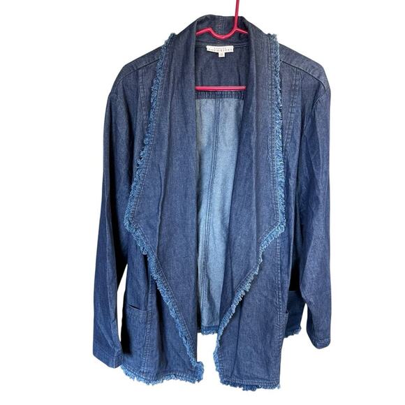 Catalog Favorites Denim Open jacket 3X XXXL Cotton Blue Relaxed Oversized Comfy - Picture 1 of 8